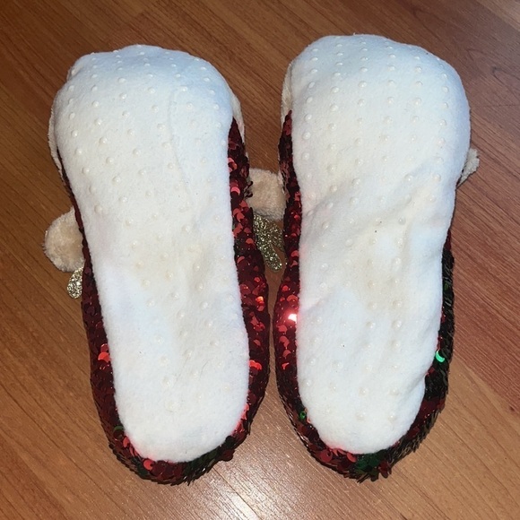 Reindeer women’s Christmas holiday sequins slippers house shoes Size Medium - Picture 5 of 6